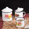 Al por mayor logo personalizado palabra anticuado nostálgico gran capacidad retro artesanía hierro esmalte tarro de té taza de té taza de esmalte