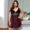 Bata de Noche Transparente Sexy de Encaje con Tirantes 9900 Transfronteriza para Mujeres Europeas y Americanas Mujeres Gordas Talla Grande Malla Sexy Falda Corta