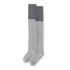 Meias Femininas de Cashmere Quentes Engrossadas e Forradas com Lã, Acima do Joelho para Outono e Inverno, Meias Acima do Joelho Estendidas de Ponto Duplo Antiderrapantes, Meias Acima do Joelho Color Block