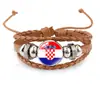 Pulseira com Bandeira Nacional das Oitavas de Final da Copa do Mundo Pulseira de Couro Tecido Retrô Suporte para a Fase Eliminatória de Futebol