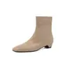 Botas Skinny Retro Simples Italianas de Gamuza con Tacón Kitten Otoño Invierno 2026 Botines de Tobillo Cuadrados de Tacón Bajo Grueso de Piel Genuina para Mujer