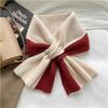 Bufanda de Nuevo Estilo para Mujer en Otoño e Invierno, Calentador de Cuello Tejido Cruzado, Versión Coreana, Bloques de Color, Versátil, Protección Cálida de Cuello para Invierno, Combinación de Moda