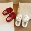 Zapatos de Algodón Cálidos para Niñas Estilo Año Nuevo Invierno Orejas de Conejo Felpa Color Sólido Pequeño Mediano Grande Niños Princesa