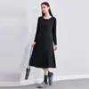 Vestido de Manga Larga para Maternidad Estilo Otoño Invierno Cuello Redondo Holgado Falda de Longitud Media Cubre Vientre de Embarazo Falda Base para Casa o Salir