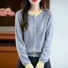 Cardigan de Tricô Color Block Estilo Chanel Jaqueta Curta Feminina 2026 Novo Suéter Fino de Fio Fino Peça de Roupa Externa Top