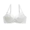 Lencería sexy de estilo francés transfronteriza, colección de verano, transparente y seductora, sujetador de encaje ultradelgado, diseñado para hacer que los pechos grandes parezcan más pequeños y prevenir la flacidez, sujetador de talla grande