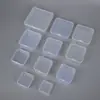 Caixa quadrada de plástico transparente, caixa para embalagem de itens pequenos, esponja de pó, equipamento de pesca, ferragens, distintivo, cartão e caixa de armazenamento de contas