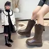 Botas Altas Largas de Felpa para Niñas, Estilo Nuevo Otoño/Invierno 2026, Botas Altas Infantiles, Botas de Princesa para Niña, Botas de Cuero de Caña Alta Primavera/Otoño