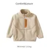 Jaqueta infantil de fleece para meninos e meninas, blusa de fleece espessa, jaqueta com zíper e gola alta para bebê, forro interno para aquecimento no outono e inverno