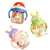 Taza de Agua de Dibujos Animados para Bebé con Asa y Tapa de Botón, Vaso Antiderrame para Niños, Taza de Aprendizaje para Bebé Resistente a Caídas para Guardería, Niño y Niña