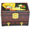 Caja de joyería de laca de Pingyao, caja de regalo de boda retro de madera, caja de maquillaje de novia, artesanía roja del patrimonio cultural inmaterial chino.