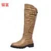 Nuevas botas largas de comercio exterior 2026 invierno deseo sitio independiente de Amazon botas de cuero para mujer de talla grande planas de comercio exterior europeo y americano