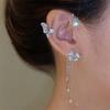 Arete colgante de mariposa flor caliente transfronterizo clip para la oreja clip para la oreja sin agujero para la oreja nicho borla fábrica en stock venta al por mayor