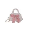 Bolso bandolera de hombro para niña, bonito bolso de peluche con lazo, bolso de mano de peluche para ir al trabajo, novedad de 2023