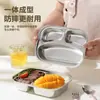 Plato infantil dividido de acero inoxidable 304 con tapa, a prueba de polvo, diseño de una sola pieza, sellado con tapa para estudiantes