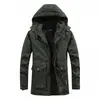 Chaqueta de Trabajo de Longitud Media Gruesa y Cálida para Hombre, Estilo Americano Nuevo Otoño e Invierno, con Gorro Desmontable, Forro de Polar