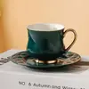 Xícara de café de cerâmica requintada estilo europeu um par de xícara e pires alto valor de cor conjunto para chá da tarde xícara de café para escritório conjunto de pires