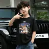 Camiseta de Algodão Puro Manga Curta Redonda para Meninos Verão 2026 Novo Estilo Roupa Infantil Camisa Meia Manga de Algodão Puro para Meninos Tamanhos Pequeno e Médio