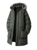 Abrigo de Algodón Personalizado Transfronterizo de Talla Grande de Longitud Media para Hombre en Invierno Abrigo de Algodón con Capucha Desmontable Chaqueta de Algodón Gruesa con Cuello Grande de Piel