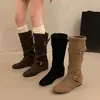 Botas de montar altas hasta la rodilla con hebilla adelgazante 2026 Otoño/Invierno Nuevas Botas Apiladas de Altura Interior Creciente Retro para Mujer