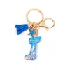 Llavero Colgante Temático Océano Azul con Borla de Estrella de Mar, Llavero de Resina Encanto para Bolso con 26 Letras