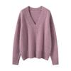 Suéter de Cachemira para Mujer 100% Cachemira Pura Otoño e Invierno Hilo Floral Casual Versátil Holgado Relajado Cuello en V Suéter de Punto Pulóver