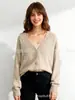 Chaqueta Cardigan Tejida para Mujer 2026 Nuevo Estilo Corto Principios de Primavera y Otoño Color Sólido Holgado Perezoso Suéter Tejido para Mujer