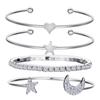 Europeo y Americano Nuevo Bohemio Hueco Redondo Amor Luna Geométrico Triángulo Aleación Pulsera 5 Piezas traje