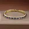 Pulsera de Cobre y Circonita Más Vendida Transfronteriza de Temu, Pulsera Tennis Geométrica Cuadrada de Dos Filas, Joyería de Nicho Elegante y Versátil