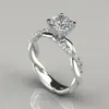 Anillo de Compromiso de Dos Tonos con Diamante Corte Princesa, Chapado en Oro Rosa de 18 Quilates, Estilo Pareja, Superventas Transfronterizo Europeo y Americano