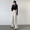 Overoles de Paracaídas Americanos Primavera y Otoño Nuevos Pantalones Rectos Ajustados de Cintura Alta para Mujer Pantalones Anchos Casuales Sueltos para Mujer