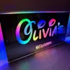 Espejo Iluminado con Nombre LED de 12 Colores para Sitios Web Independientes, Espejo Iluminado con Nombre Familiar Personalizado, Adorno de Mesita de Noche Regalo