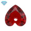 Huagang Gem Furo Único Coração Vermelho Grande Pedra de Vidro Crua Atacado Rubi Artificial Ponta Inferior Anéis Joias
