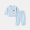 Conjunto Bebê Verão Roupas para Bebê Pijama Dividido Meninos Meninas Algodão Puro Gaze Bebês Manga Longa Roupas de Casa