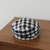 Boina para Niños Otoño Invierno Unisex Retro Lana Cuadros Sombrero de Pintor para Bebé Sombrero de Calabaza Sombrero Octagonal