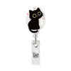 Clip de Cocodrilo Retráctil de Gato Negro Lindo Acrílico Hebilla para Identificación de Fácil Extracción Carrete Giratorio de Regalo para Cuidado Médico Hebilla de Fácil Extracción