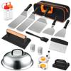 Ferramentas de aço inoxidável para churrasco, adequado para churrasco ao ar livre, grelha de teppanyaki, raspador de panela, prensa de hambúrguer, acampamento, cozinha