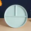 Plato Dividido de Paja de Trigo, Plato Reductor de Grasa, Plato para Comida de Pérdida de Peso, Juego de Vajilla Doméstica para Adultos de Tres Compartimentos