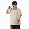 Camiseta Xadrez Patchwork de Cores Contrastantes Simples com Manga Curta para Homens e Mulheres, Novo Estilo de Verão 2026 Polo com Gola, Camiseta da Moda de Meia-Manga