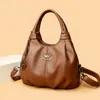 Transfronterizo 2025 Nuevo Bolso de Mano para Mujer Lujoso Cuero Suave Bolso de Hombro para Mujer Retro Color Sólido Gran Capacidad Bolso para Madre