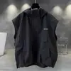 Camiseta sin mangas con capucha y cremallera para hombre, Marca de tendencia Primavera y Otoño, Chaleco holgado bordado estiloso para usar sobre otras prendas