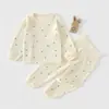 Conjunto de Duas Peças para Bebê com Proteção para a Barriga de Cintura Alta, Conjunto de Roupas de Bebê para Primavera e Outono, Roupa de Casa