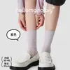 Meias finas casuais de tricô para primavera-verão femininas, meias slouch de cor sólida, meias básicas versáteis de algodão até o meio da panturrilha, Indústria de Meias Zhuji