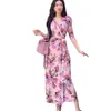 Vestido Rosa Claro Estampado Estilo Resort Francês 2026 Nova Coleção Primavera Peça Única Amarração Emagrecedor Comprimento Médio Vestido Envelope