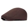 Gorra de algodón puro de Amazon con gran circunferencia de cabeza para hombres y mujeres, gorra cálida de otoño e invierno con visión de futuro, boina de color sólido, gorra de vendedor de periódicos británico