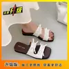 Sandalias de Mocasín Únicas con Diseño de Corte Lateral de Lazo para Mujer, Verano 2026 Tacón de Cuña Suela Gruesa que Aumenta la Altura Antideslizantes Chanclas de Exterior