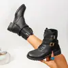 Comercio Electrónico Transfronterizo Tallas Grandes Otoño/Invierno 2026 Nuevas Botas de Tobillo Chelsea con Tacón Grueso Estilo Británico Moda Casual con Cremallera Lateral para Mujer