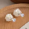 Pendientes franceses huecos de plata 925 estilo nuevo personalizados con diamantes, pendientes vintage de lujo ligero de mariposa nicho personalizados con perlas para mujer