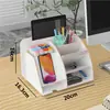 Caja de Almacenamiento con Portalápices de Madera, Gran Capacidad, Portalápices Nórdico Creativo y Elegante con Múltiples Compartimentos, Estante de Almacenamiento para Escritorio de Oficina