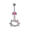 Pistola de perforación corporal para ombligo europea y americana, joya con colgante geométrico pequeño en forma de pistola, anillo para el ombligo, clavo para el ombligo incrustado con diamante, anillo para el ombligo, clavo para el ombligo